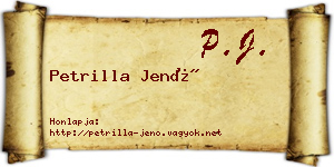 Petrilla Jenő névjegykártya