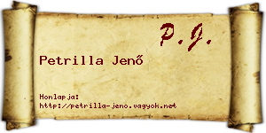 Petrilla Jenő névjegykártya